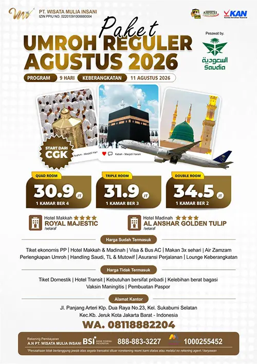 Brosur paket umroh agustus 2026 harga murah sudah All in